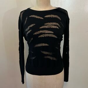 Black sweater with see thru tiger stripes